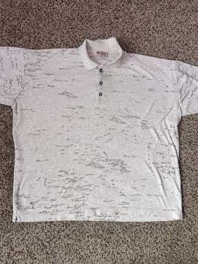 Alviero Martini 1A Classe Map Print Polo Shirt Size L Gray